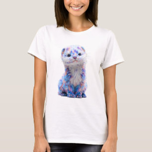 T-shirt Amie Féminine en Fourrure de Furet Pastel Arc-en-C