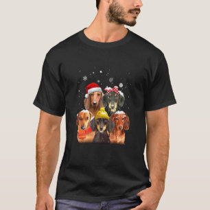 T-shirt Amies Dachshund Funny Noël Sur La Neige Noël Paj