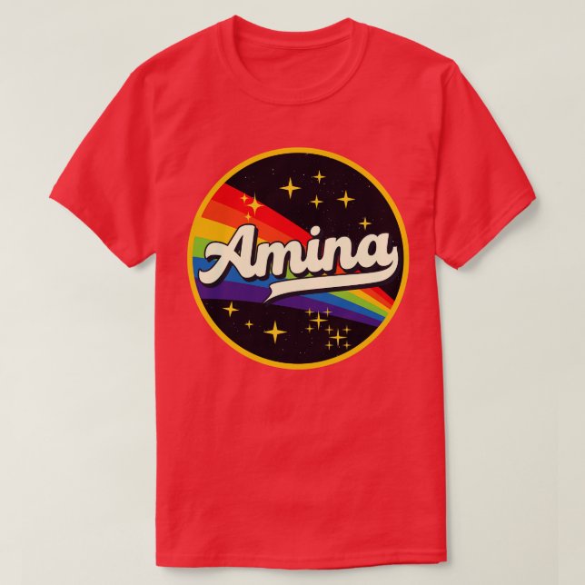 T-shirt Amina Rainbow Dans L'Espace Style Vintage (Design devant)