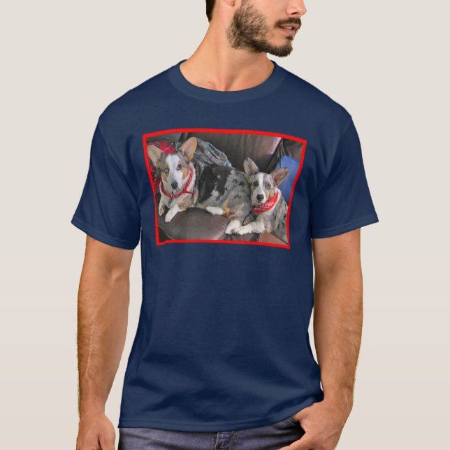 T-shirt Amis bleus de corgi de Merle (Devant)