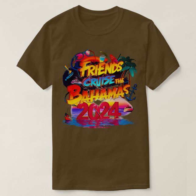 T-shirt Amis Croisière Les Bahamas 2024 Drôle Voyager Su (Design devant)