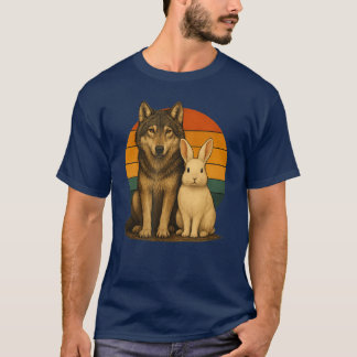 T-shirt Amis d'animaux rétro vintage Loup Lapin