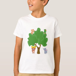 T-shirt "Amis de la jungle jouant autour de l'arbre"