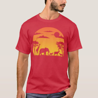 T-shirt Amis du safari d'animaux sauvages africains au cou