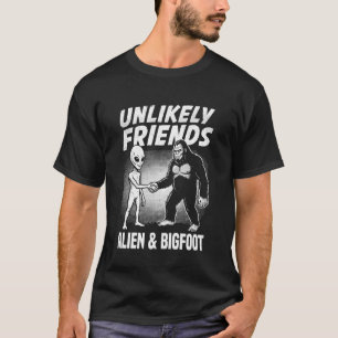 T-shirt Amis Improbables Aliens et Bigfoot Poignée de Main