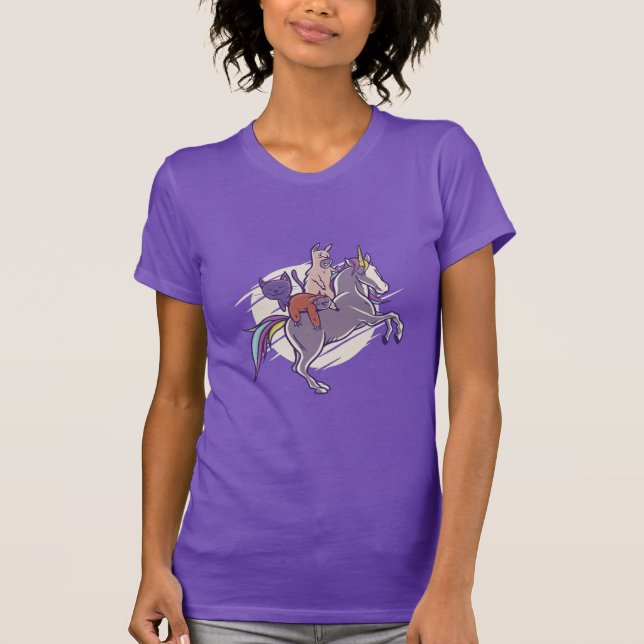 T-shirt Amis magiques |Unicorne, Alpaca, Kitten, Sloth (Devant)