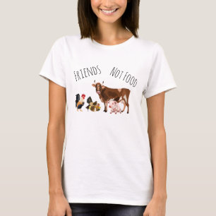 T-shirt Amis Pas Nourriture Cow Coq Rooster Vegan