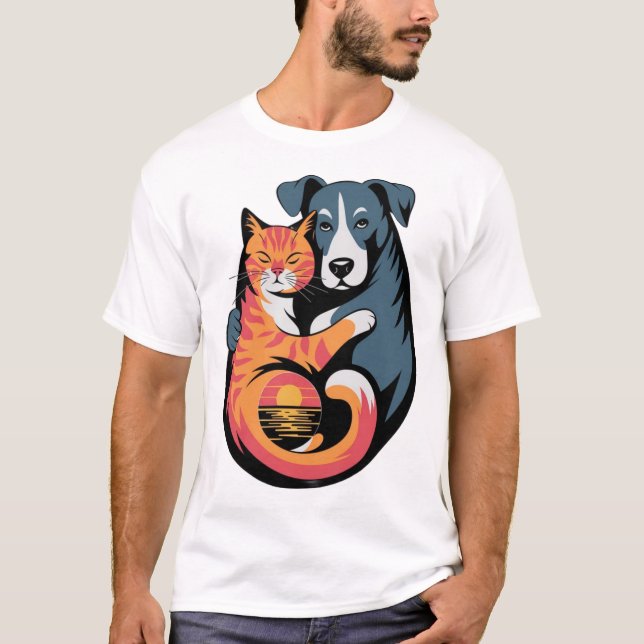 T-shirt Amitié des chiens et des chats (Devant)