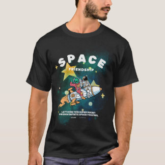 T-shirt Amitié spatiale : L'astronaute et l'Alien sur une 