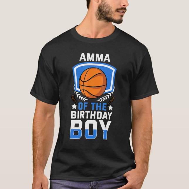 T-shirt Amma De L'Anniversaire Boy Basketball Famille Cele (Devant)