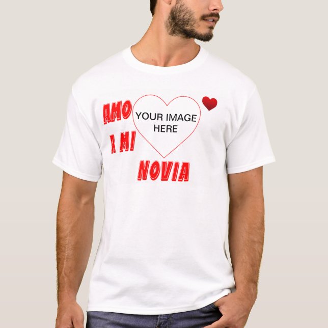 T-shirt Amo A Mi Novia chemise rouge personnalisée (Devant)