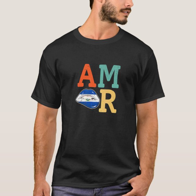 T-shirt Amor El Salvador flag lips (Devant)