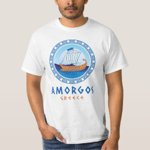 T-shirt Amorgos, Grèce Conception de navire grec hommes