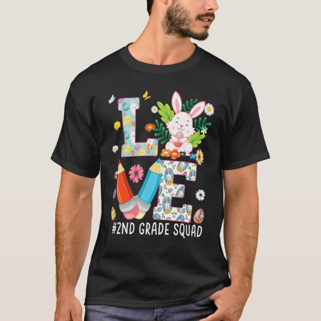 T-shirt Amour 2e grade Squad Bunny OEufs de Pâques Chasse  (Devant)