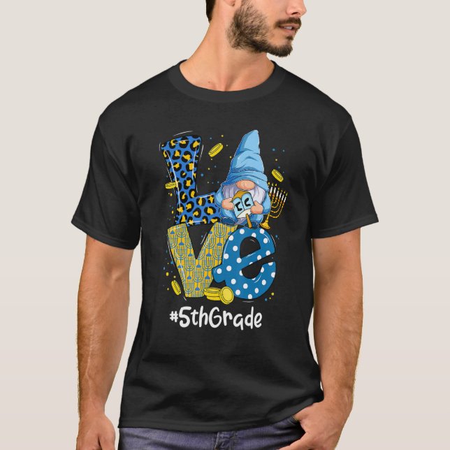 T-shirt Amour 5e année Leopard Gnome Happy Chanukah Hanukk (Devant)