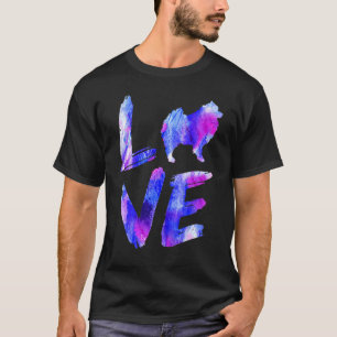 T-shirt Amour Allemand Spitz Aquarelle Bleu Chien Maman Pa