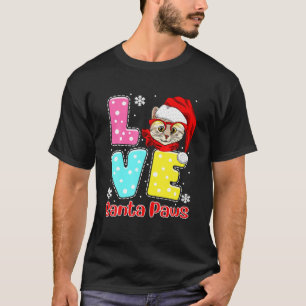 T-shirt Amour amusant Père Noël Paws Noël Chat Carlin Laid