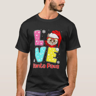 T-shirt Amour amusant Père Noël Paws Noël Chat Carlin Laid