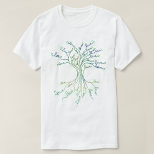 T-shirt Amour Arbre de Vie Art Turquoise Bleu Positif Pare