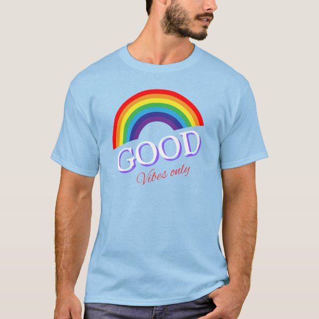 T-shirt Amour arc-en-ciel de bonnes vibrations seulement (Devant)
