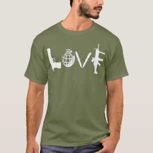 T-shirt AMOUR Armes Armes Armes Grenades Couteaux Assaut F