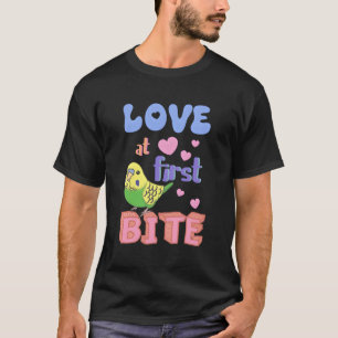 T-shirt Amour Au Premier Bite Green Budgie Funny Birb Parr