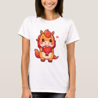 T-shirt Amour au Premier Galop Cheval de Feu Saint-Valenti
