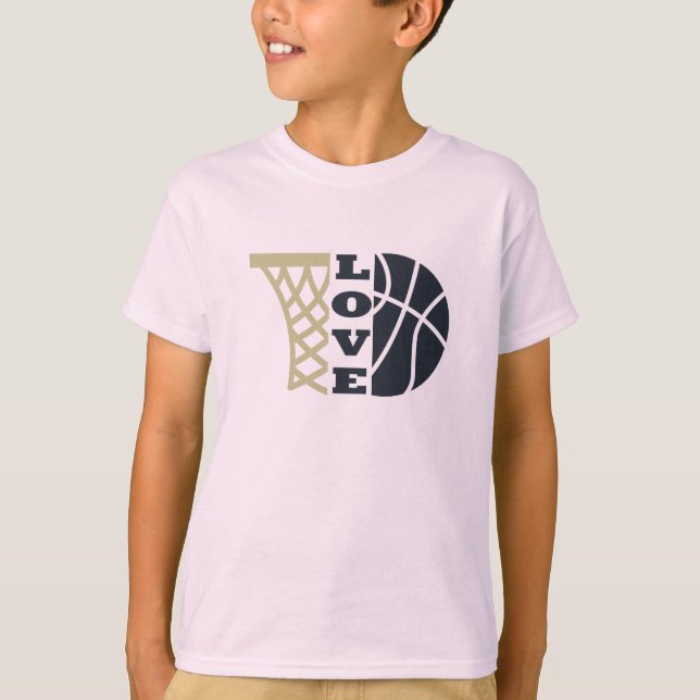 T-shirt amour basket-ball et balle bleue (Devant)