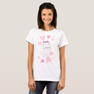 T-shirt Amour biscuit - Chat et Coeurs adorables