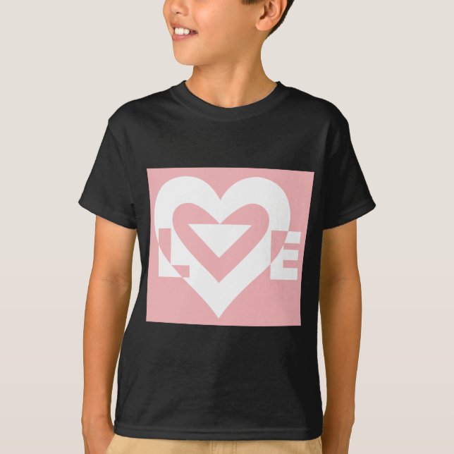 T-shirt Amour blanc sur rose (Devant)
