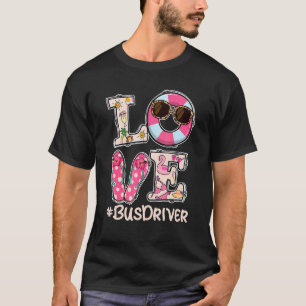 T-shirt Amour Bonjour Été Dernier Jour De L'École Bus Cond