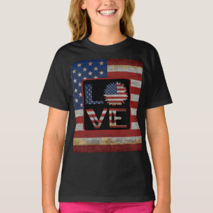 T-shirt AMOUR BRANCHÉ DESSIN DRApeau AMÉRICAIN ÉTATS-UNIS