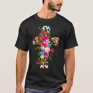 T-shirt Amour Comme Jésus Léopard Croix Florale Christian