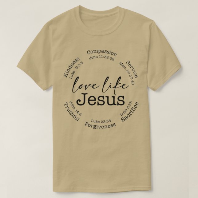 T-shirt Amour Comme Jésus Positif Catholique Preppy Retro  (Design devant)