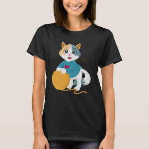 T-shirt amour crochet et chats fil tricot tricot fils