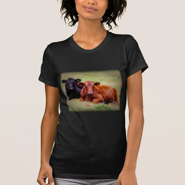T-shirt Amour d'Angus - paire de bétail côte à côte (Devant)
