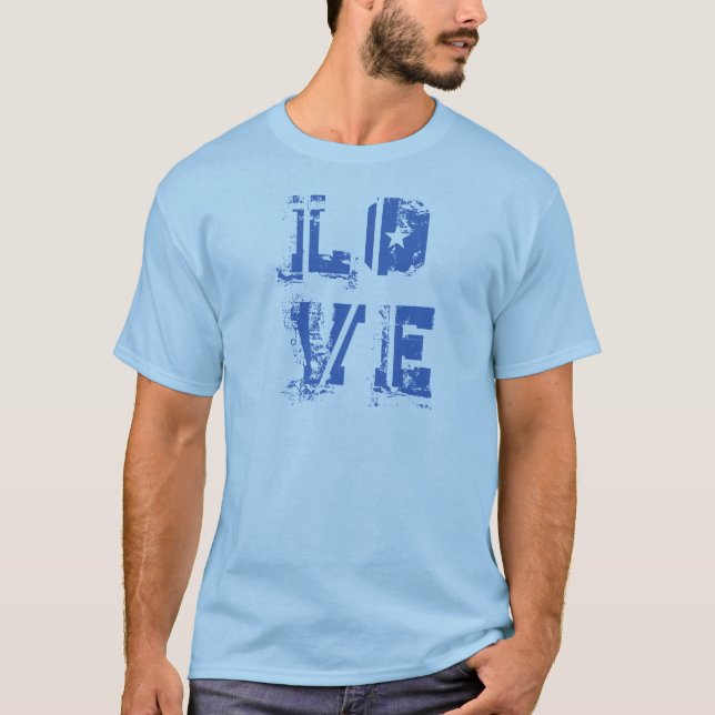 T-shirt Amour dans le bleu urbain sale (Devant)