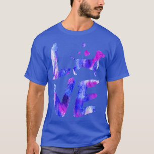 T-shirt Amour Daschund Doie Weiner Aquarelle Blue Chien Ma
