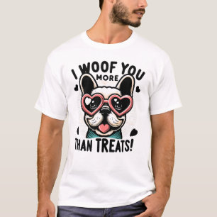 T-shirt Amour de Bulldog en France - Lunettes de coeur et