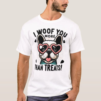 T-shirt Amour de Bulldog en France - Lunettes de coeur et 