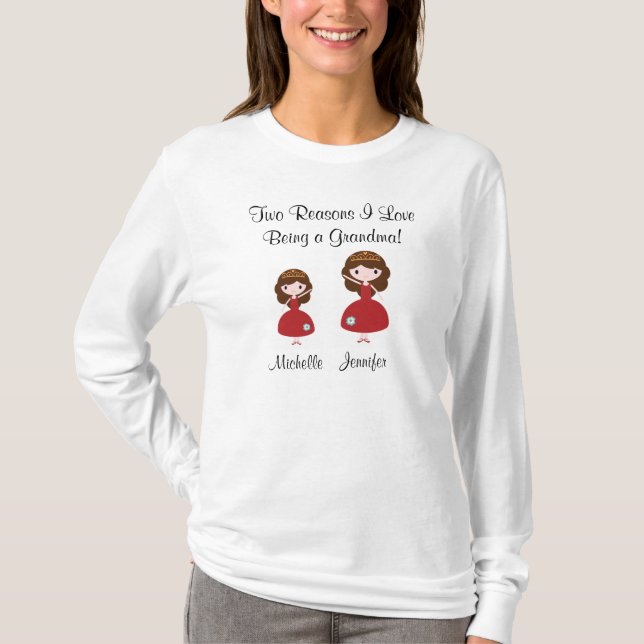 T-shirt Amour de deux raisons I étant une grand-maman (Devant)