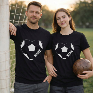 T-shirt Amour de football Nom de joueur personnalisé