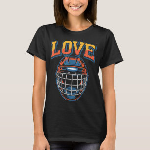 T-shirt Amour de hockey rétro fleurs groovy et casque