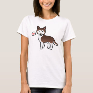 T-shirt Amour de Husky Sibérien de Bande Dessinée en Cuivr