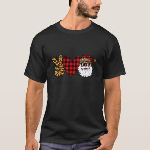 T-shirt amour de la paix père Noël léopard buffle plaid no