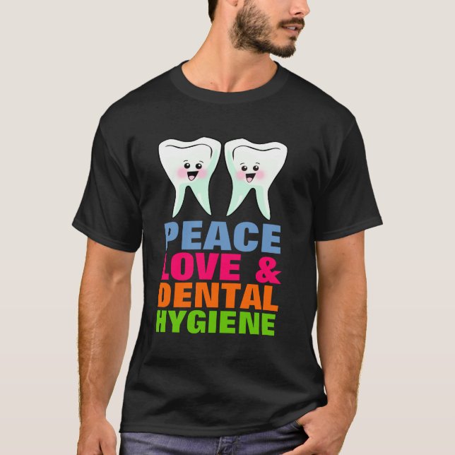 T-shirt Amour de paix et hygiène dentaire (Devant)