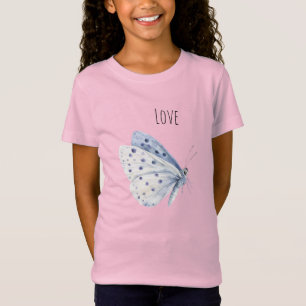 T-Shirt Amour de Papillon Blanc Pourpre