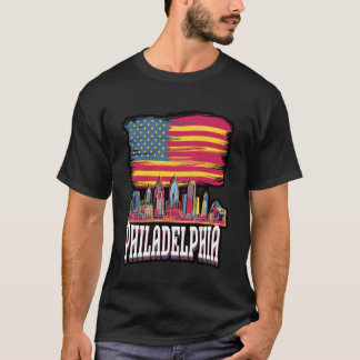 T-shirt Amour de Philadelphie Skyline Centre-Ville Paysage