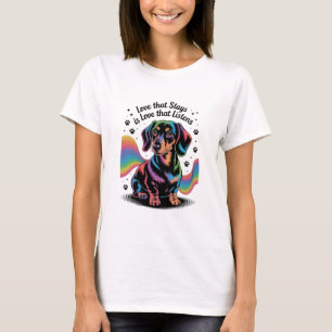 T-shirt Amour de teckel qui reste est amour qui écoute