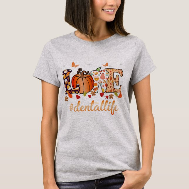 T-shirt Amour Dental Life Citrouille Dentiste dentaire Tom (Devant)